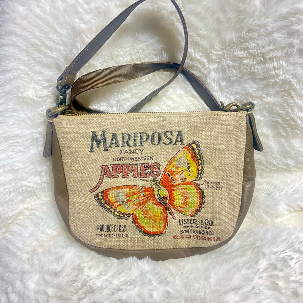 Agnes America Glory Mariposa Beige and Brown Crossbody Bag with Butterfly Design - Picture 7 of 11